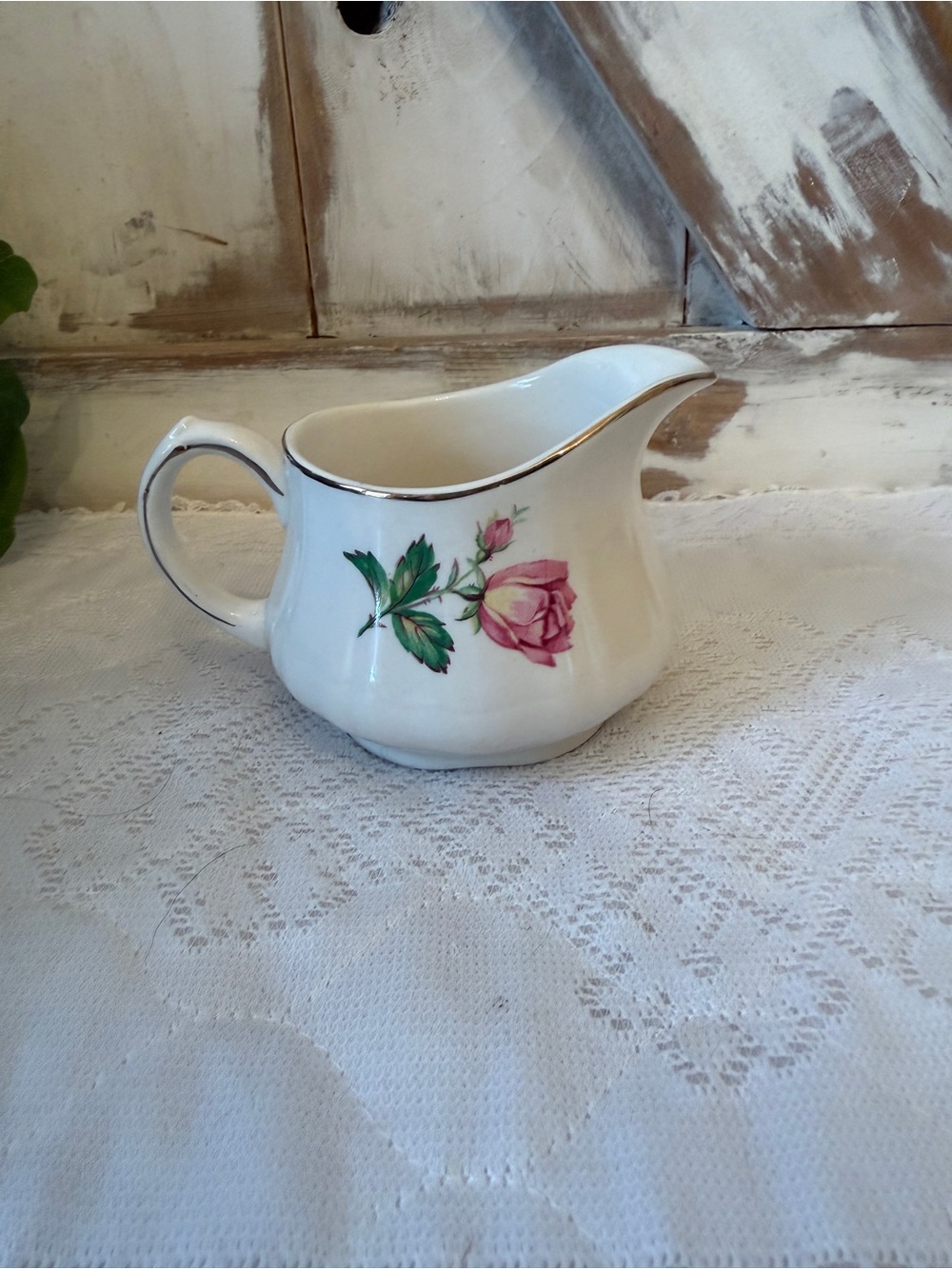 Vintage rose bouquet creamer
